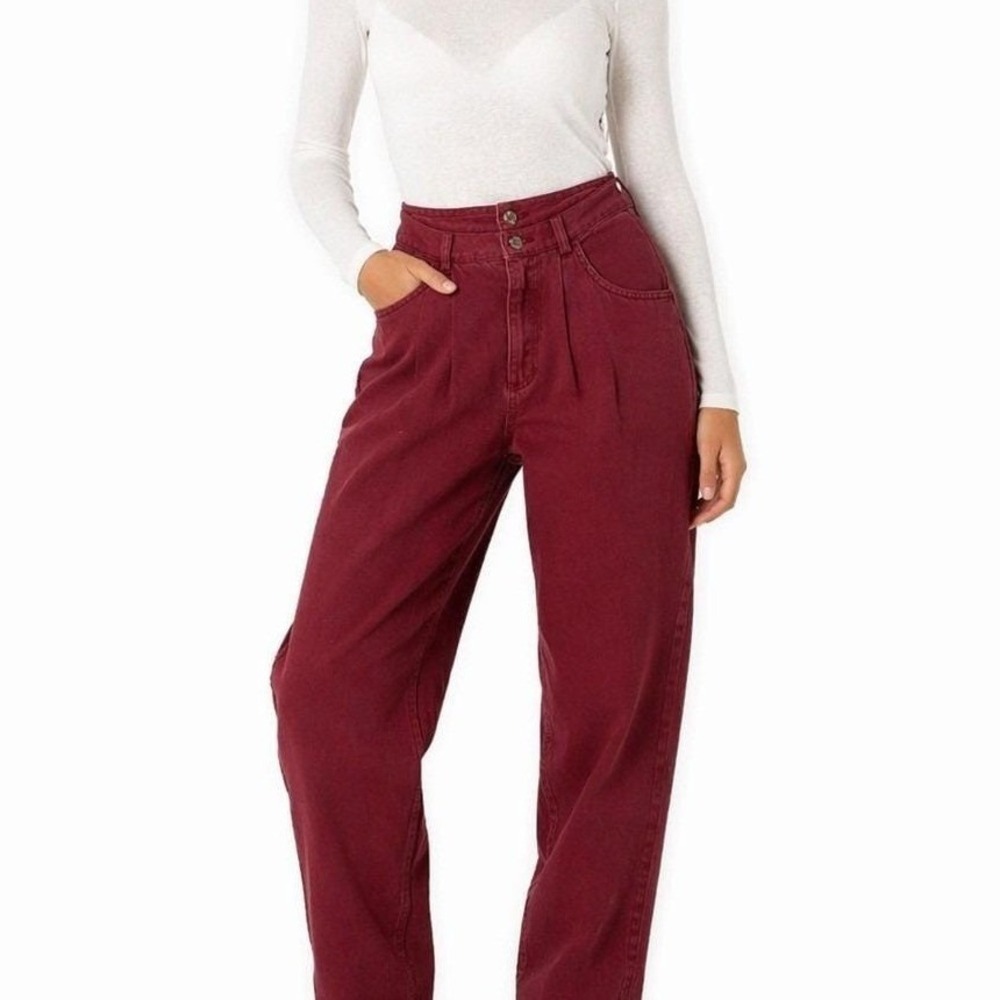 Vintage‎ 90's High Waisted Pants Burgundy Lizwear by Liz Claiborne Size 6 Petite
